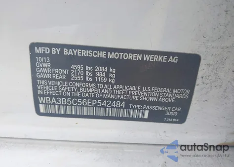 2014 BMW 328I xDrive from USA, damaged, VIN WBA3B5C56EP542484
